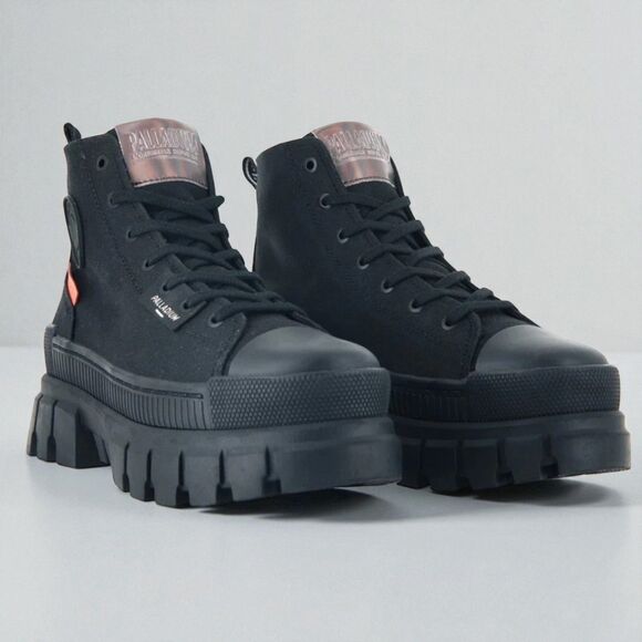 Palladium Shoes - Palladium Revolt Hi TX Women's Boots Black Vegan Chunky Platform 8M